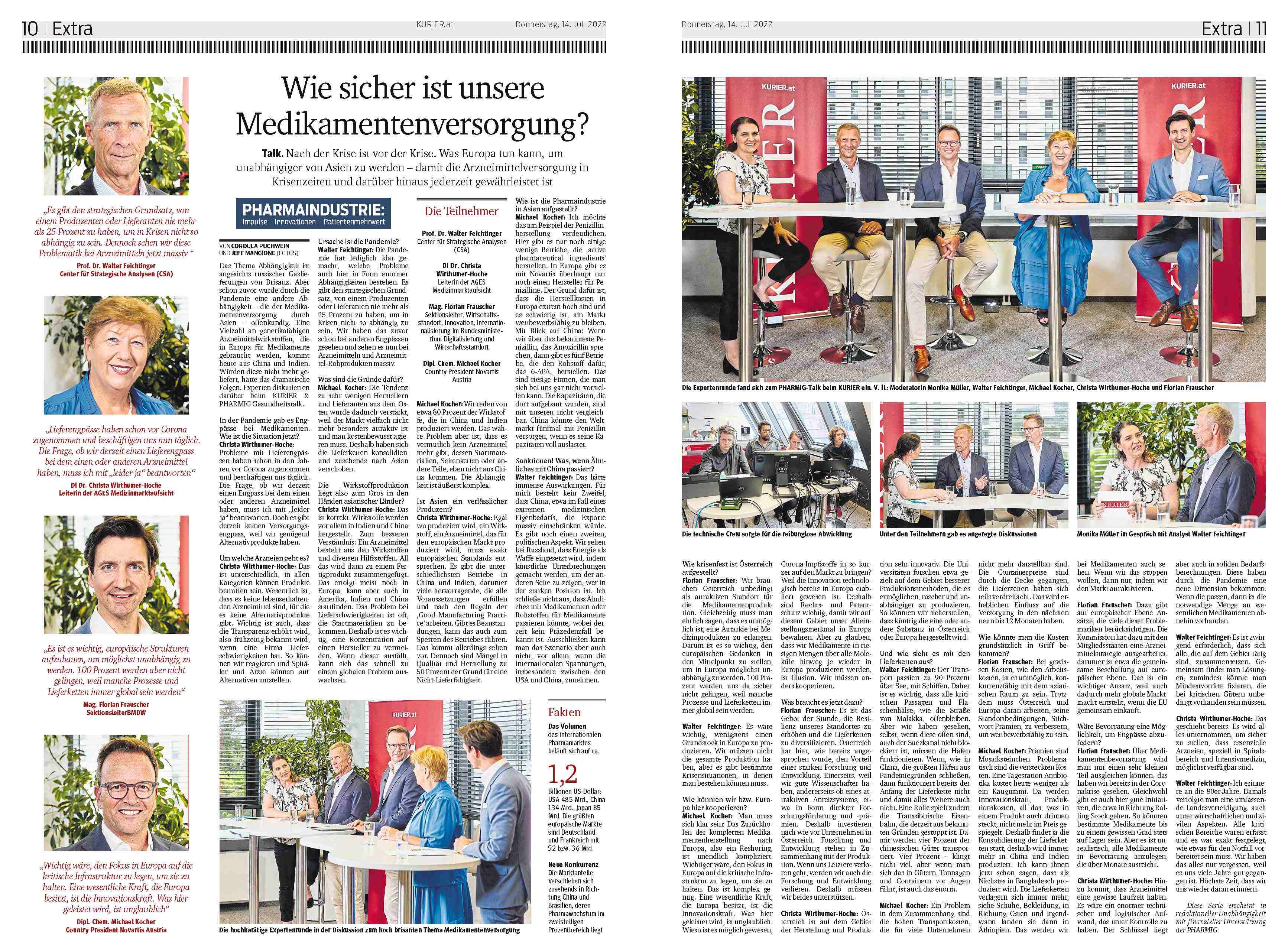 KURIER Nachberichterstattung Pharmig Talk 07-2022
